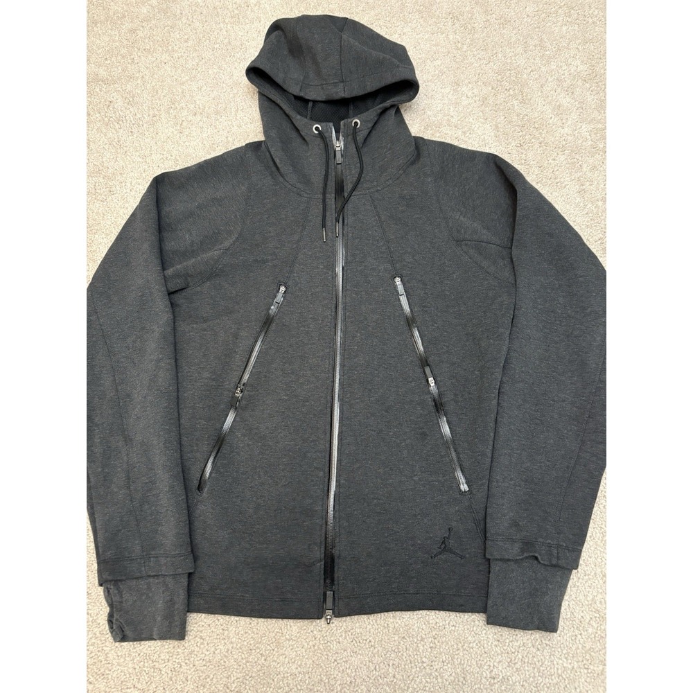 Men's Nike Air Jordan Tech Fleece Full Zip Jacket Hooded Gray Size Large